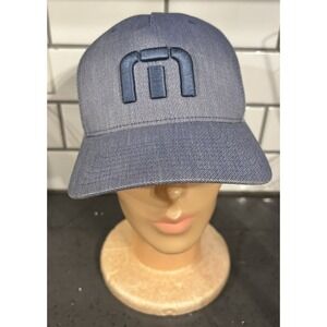 Travis Matthew Golf Hat Flexfit Gray Cap Blue Logo Beach Men's S-M Small/Med‎
